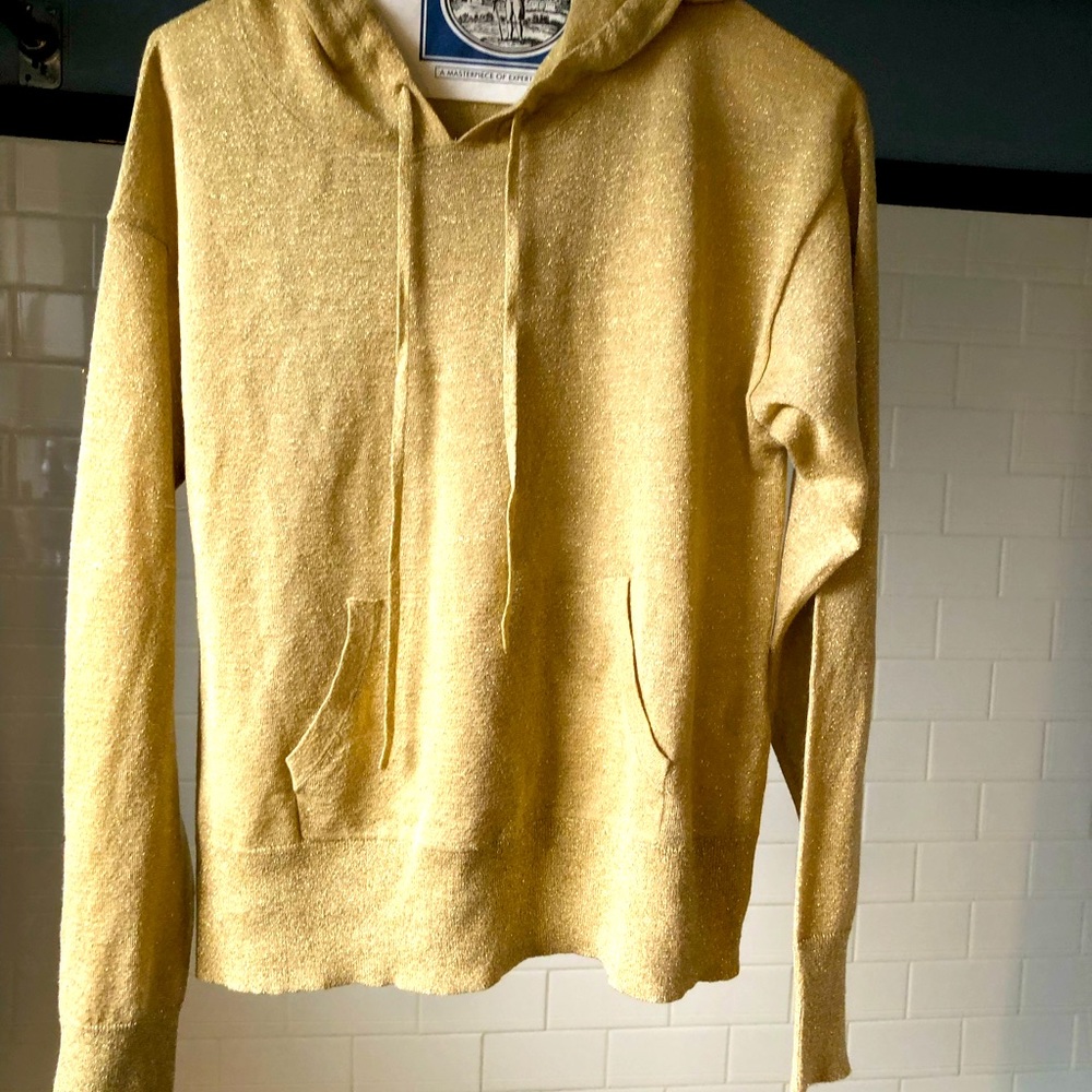 Sandro lurex shimmery hoody. Instant upgrade to make an outfit holiday worthy.